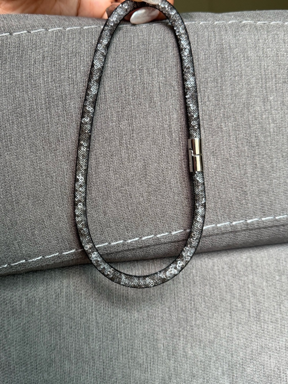 Swarovski Stardust Necklace Black Crystal Mesh with Magnetic clasp